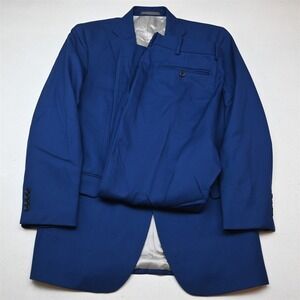 Tom James 40R 36x30 Royal Blue Wool Mens Jacket Pants Suit